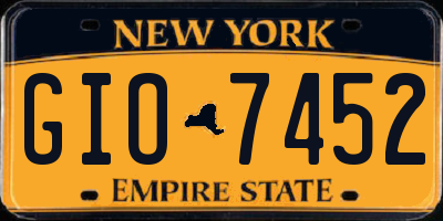 NY license plate GIO7452