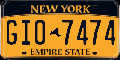 NY license plate GIO7474