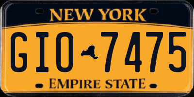 NY license plate GIO7475