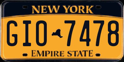 NY license plate GIO7478