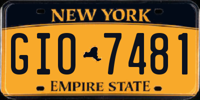 NY license plate GIO7481