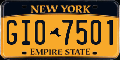 NY license plate GIO7501