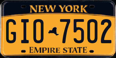 NY license plate GIO7502