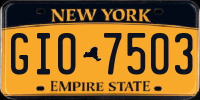 NY license plate GIO7503