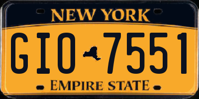 NY license plate GIO7551