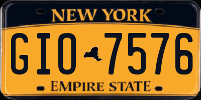NY license plate GIO7576
