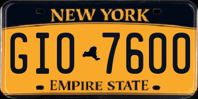 NY license plate GIO7600