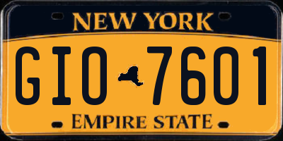 NY license plate GIO7601