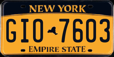 NY license plate GIO7603