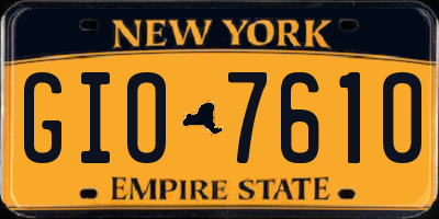 NY license plate GIO7610