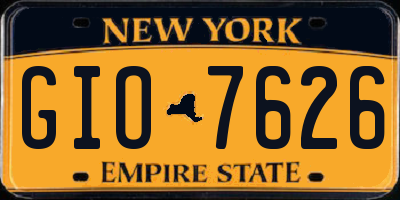 NY license plate GIO7626