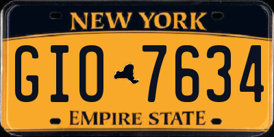 NY license plate GIO7634
