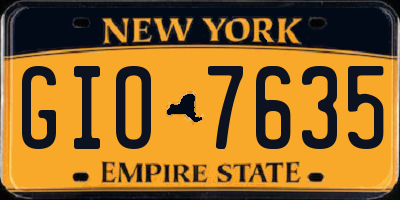 NY license plate GIO7635