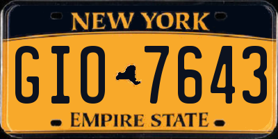 NY license plate GIO7643