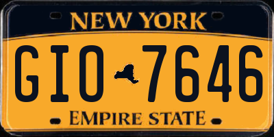 NY license plate GIO7646