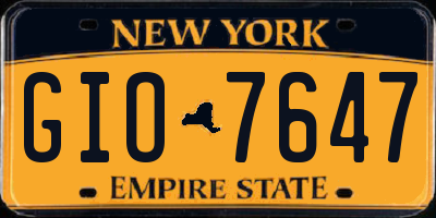 NY license plate GIO7647