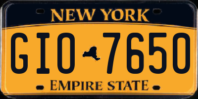 NY license plate GIO7650