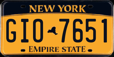 NY license plate GIO7651