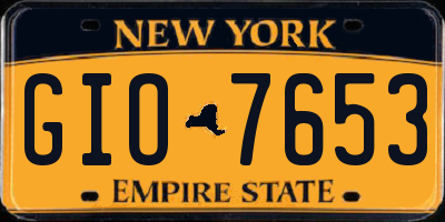 NY license plate GIO7653