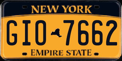 NY license plate GIO7662