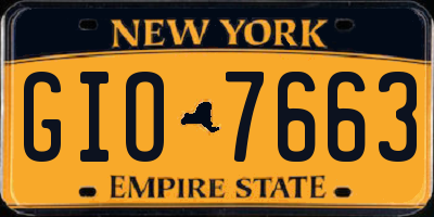 NY license plate GIO7663