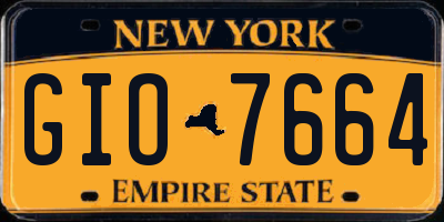 NY license plate GIO7664