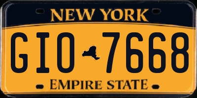 NY license plate GIO7668
