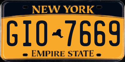 NY license plate GIO7669