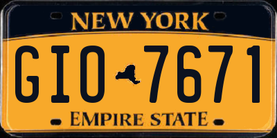 NY license plate GIO7671