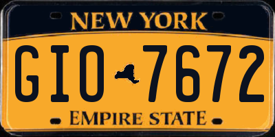 NY license plate GIO7672