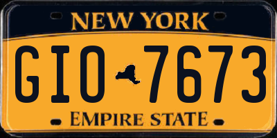 NY license plate GIO7673