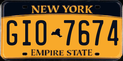 NY license plate GIO7674