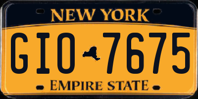 NY license plate GIO7675