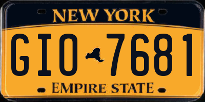 NY license plate GIO7681