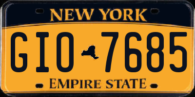 NY license plate GIO7685