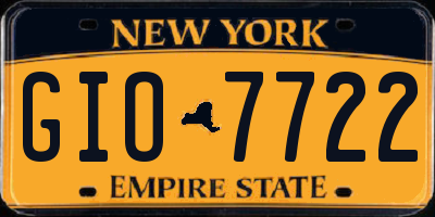 NY license plate GIO7722