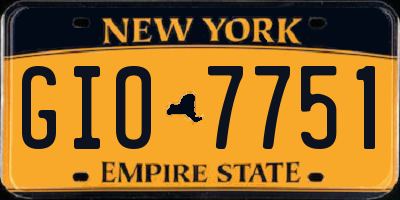 NY license plate GIO7751