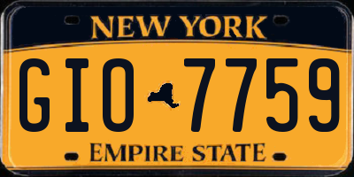 NY license plate GIO7759