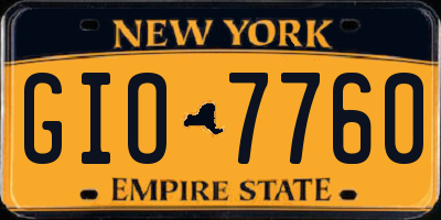 NY license plate GIO7760