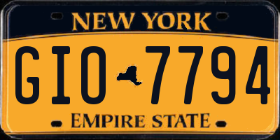 NY license plate GIO7794