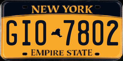 NY license plate GIO7802