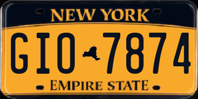 NY license plate GIO7874