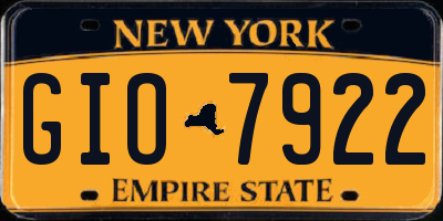 NY license plate GIO7922