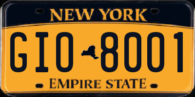 NY license plate GIO8001
