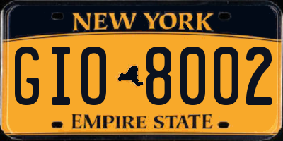 NY license plate GIO8002