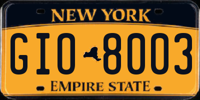 NY license plate GIO8003
