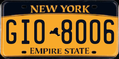 NY license plate GIO8006