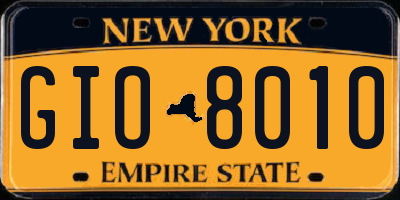 NY license plate GIO8010