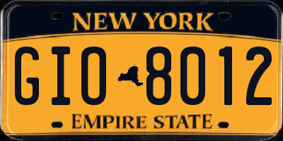 NY license plate GIO8012