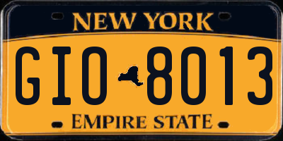 NY license plate GIO8013